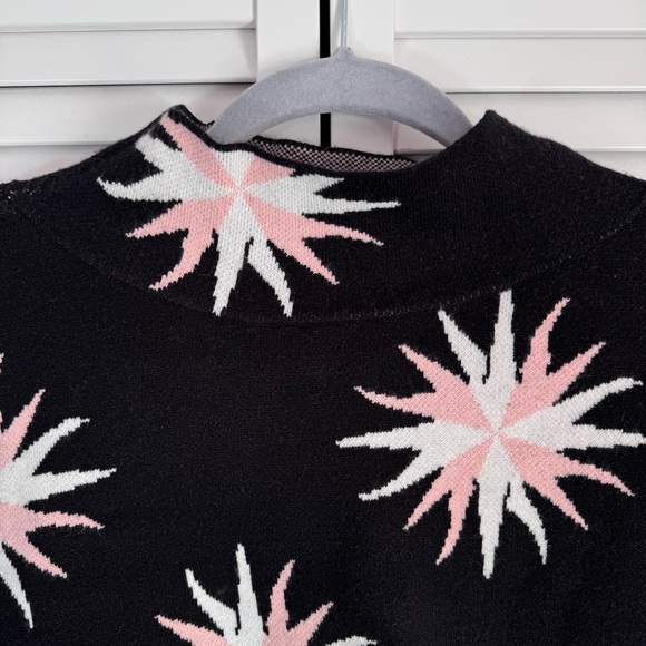 Anthropologie Maeve The Carys Mock Neck Sweater Black Starburst Pattern Medium - Picture 4 of 11